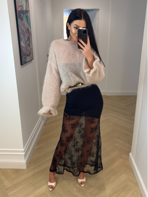 Czarna sukienka z koronkowym dołem bandeau FIONA 17 - photo #10