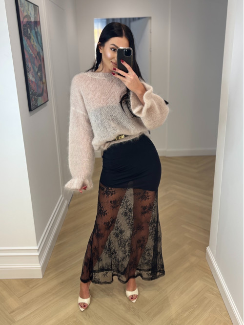 Czarna sukienka z koronkowym dołem bandeau FIONA 17 - photo #11