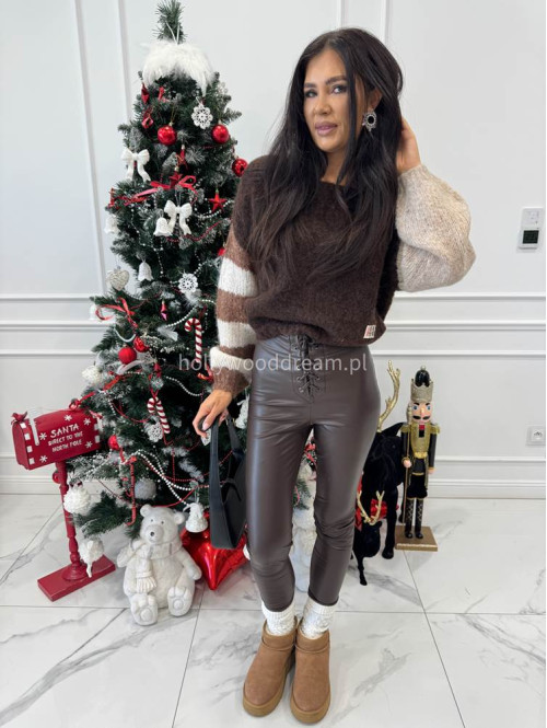 Czekoladowo-kremowy sweter krótszy oversize CHARLES 52 - photo #1