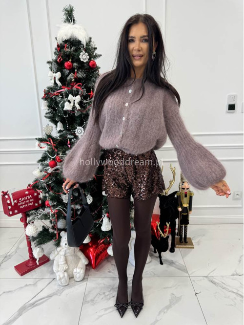 Cappuccino sweter kardigan z poszerzanymi rękawami Paulo 52 - photo #2