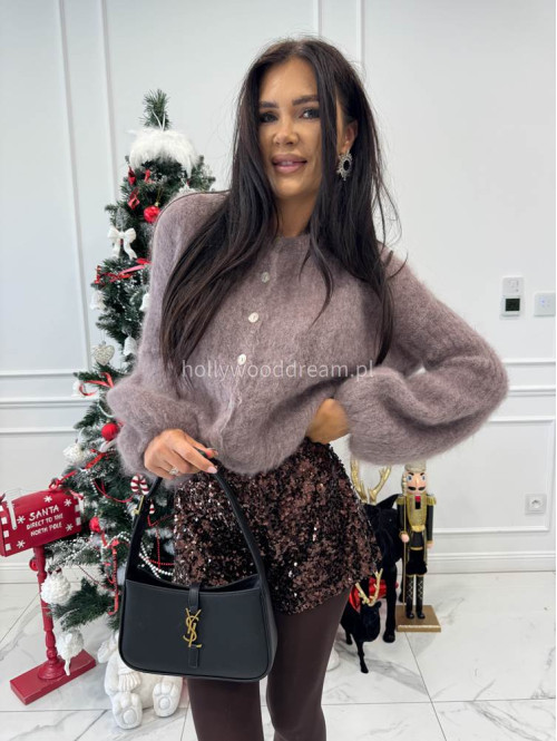 Cappuccino sweter kardigan z poszerzanymi rękawami Paulo 52 - photo #7