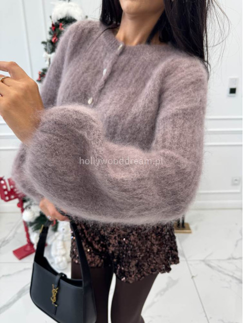 Cappuccino sweter kardigan z poszerzanymi rękawami Paulo 52 - photo #9