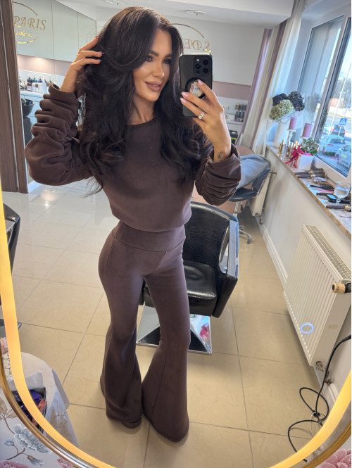 Czekoladowy komplet polar bluza + spodnie Bear 173 - photo #33