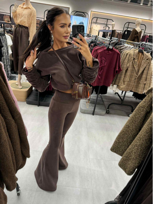 Czekoladowy komplet polar bluza + spodnie Bear 173 - photo #36