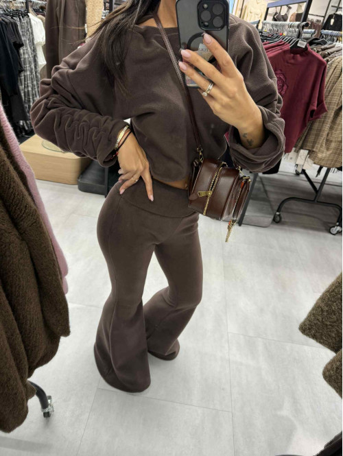 Czekoladowy komplet polar bluza + spodnie Bear 173 - photo #37