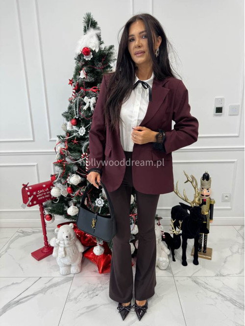 Bordowa marynarka wykończona koronką na rękawie Martines 17 - photo #6