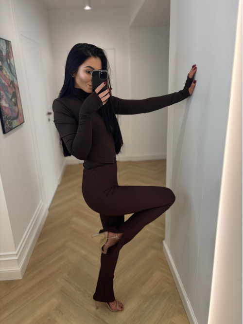 Legginsy z rozcięciem czekoladowe Klotex 31