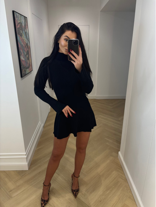 Czarna sukienka sweterkowa z rozkloszowanym dołem JOASIA 09 - photo #73