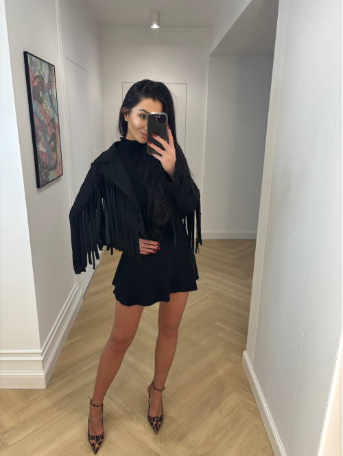 Czarna sukienka sweterkowa z rozkloszowanym dołem JOASIA 09 - photo #74