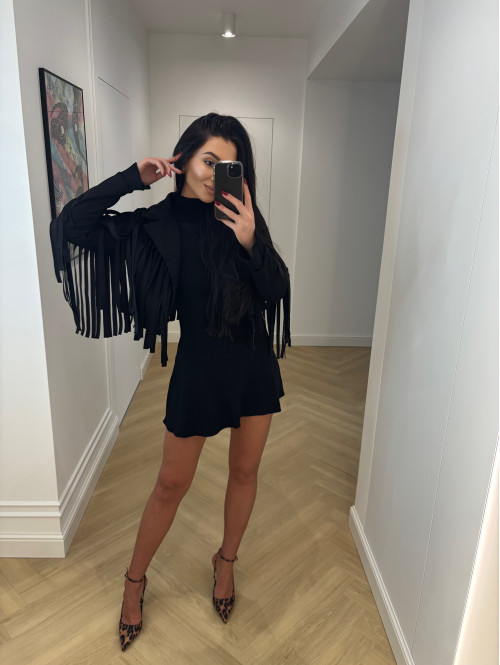 Czarna sukienka sweterkowa z rozkloszowanym dołem JOASIA 09 - photo #75