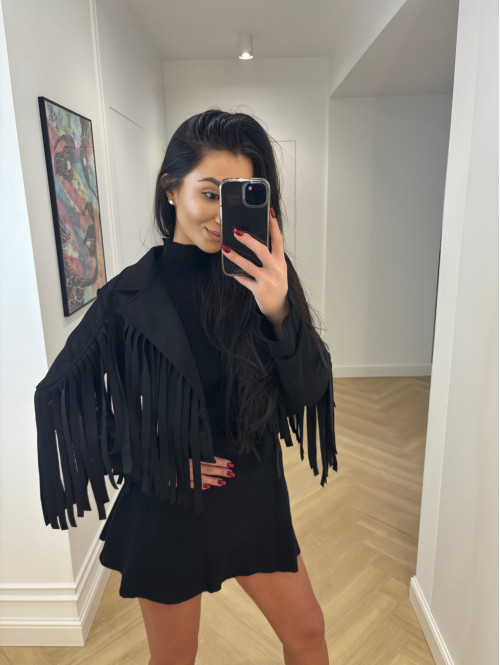 Kurtka zamszowa z frędzlami FRANJA czarna 19,02 - photo #35