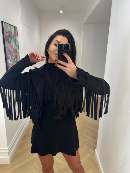 Kurtka zamszowa z frędzlami FRANJA czarna 19,02