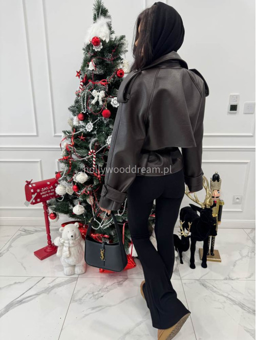 Czarny komplet sweterkowy bluzka z kapturem + spodnie Berton 173 - photo #15