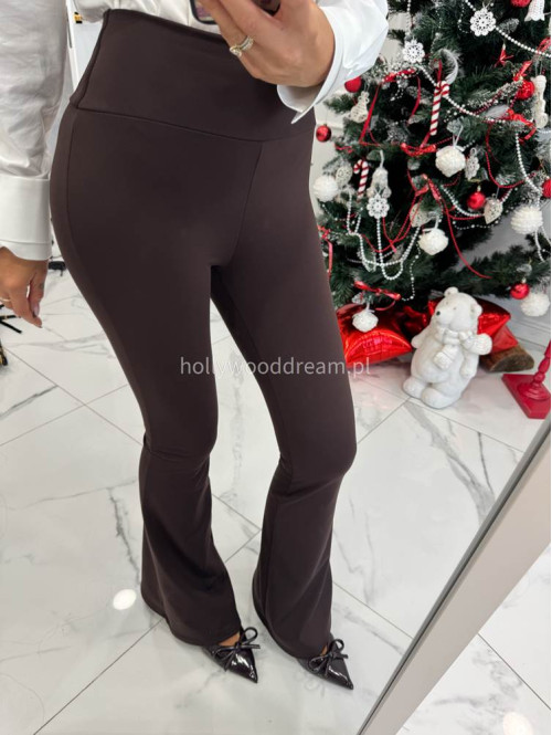 Czekoladowe legginsy dzwony Malcom 173 - photo #2