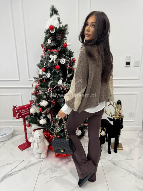Brązowo beżowy sweter w małe romby FRANK 06 - photo #3