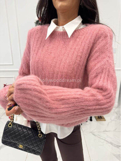 Brudny róż sweter moherowy z bufiastymi rękawami SWEETHEART 24,02 - photo #2