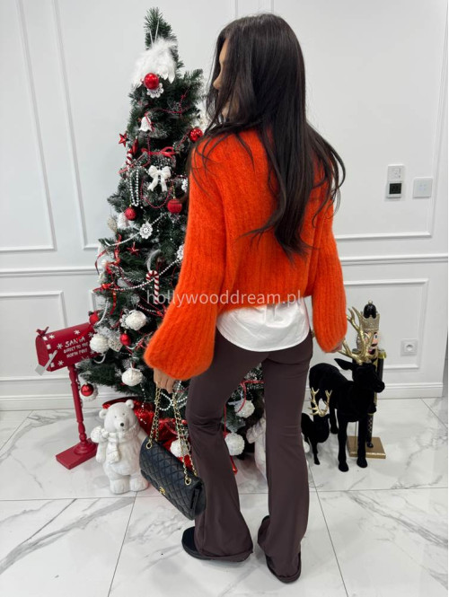Jaskrawy pomarańcz sweter moherowy z bufiastymi rękawami SWEETHEART 24,02 - photo #7
