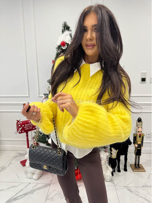 Żółty sweter moherowy z bufiastymi rękawami SWEETHEART 24,02 - photo #1