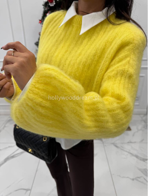 Żółty sweter moherowy z bufiastymi rękawami SWEETHEART 24,02 - photo #5