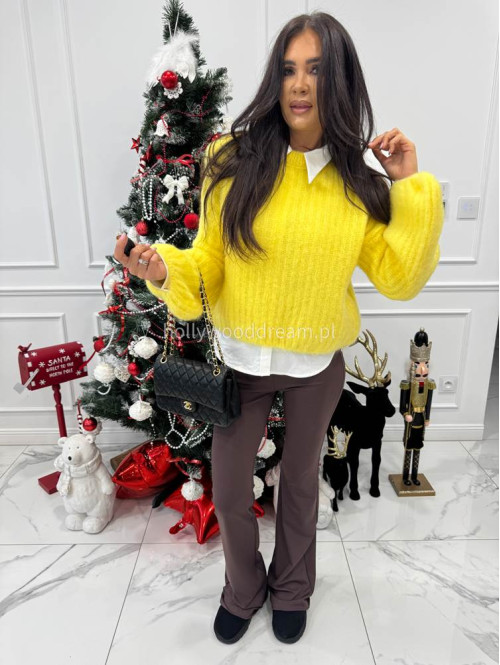 Żółty sweter moherowy z bufiastymi rękawami SWEETHEART 24,02 - photo #6