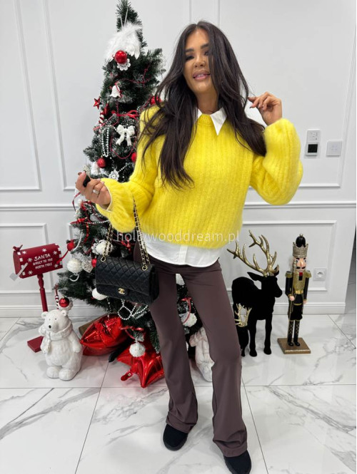 Żółty sweter moherowy z bufiastymi rękawami SWEETHEART 24,02 - photo #8