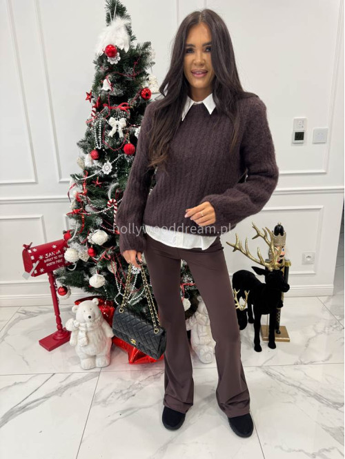 Czekoladowy sweter moherowy z bufiastymi rękawami SWEETHEART 24,02 - photo #2