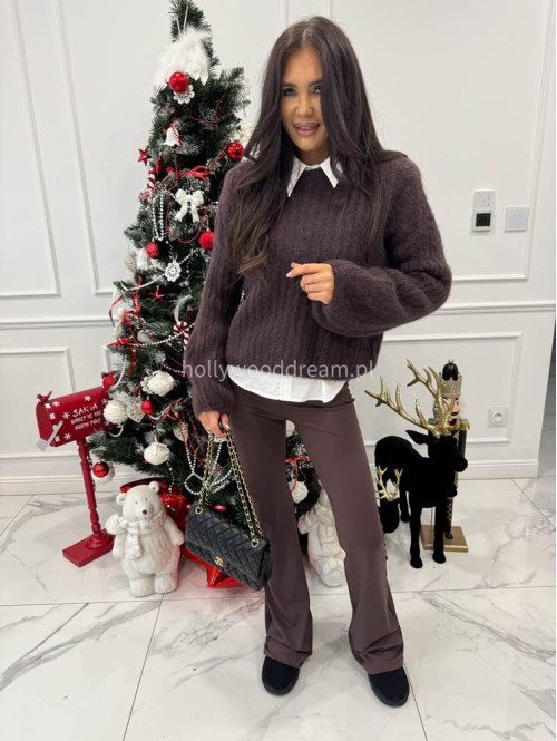 Czekoladowy sweter moherowy z bufiastymi rękawami SWEETHEART 24,02 - photo #3