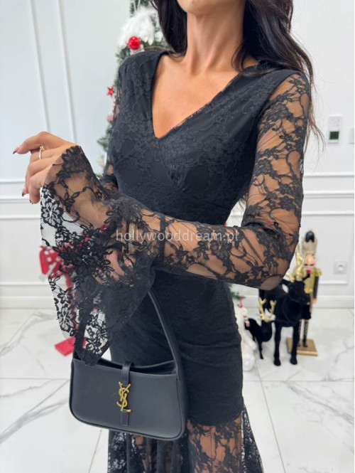 Czarna sukienka maxi koronkowa syrenka Serena 19 - photo #5