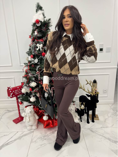 Brązowe legginsy dzwony Milagros 163 - photo #1