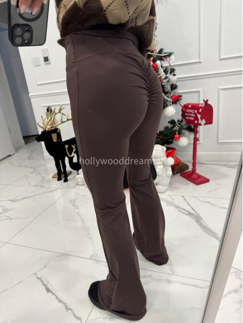 Brązowe legginsy dzwony Milagros 163