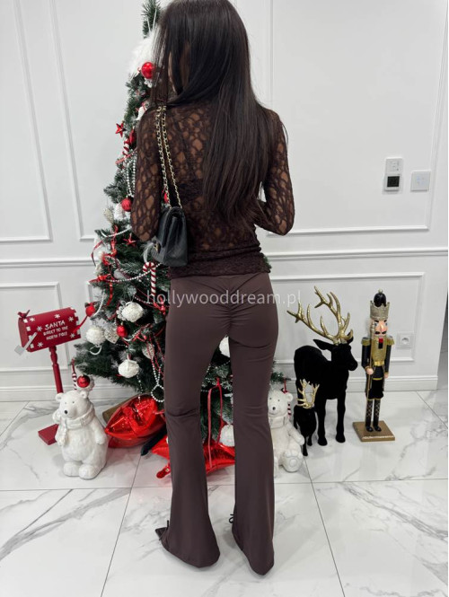 Brązowe legginsy dzwony Milagros 163 - photo #9