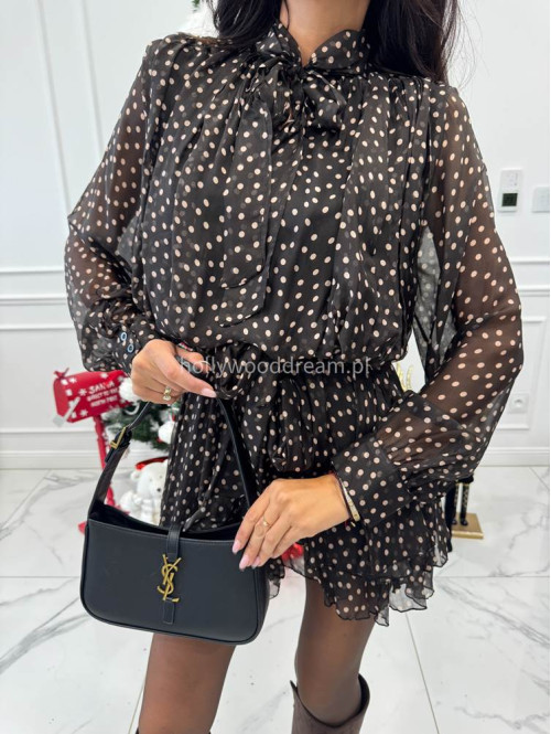 Czekoladowa sukienka mini w kropki ISLA 52 - photo #10