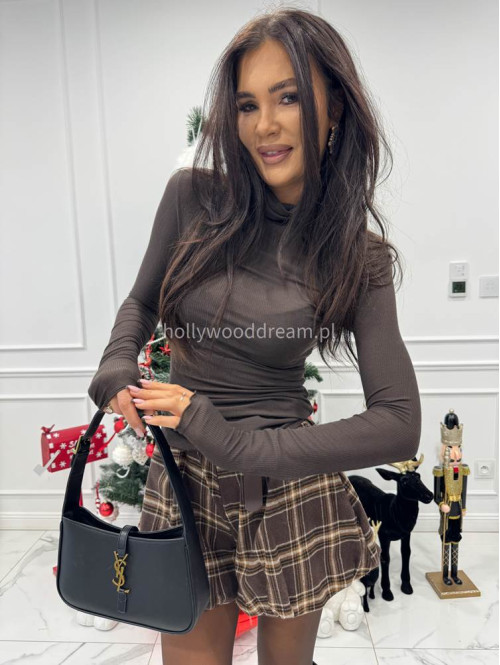 Brązowa bluzka golf prążkowana Melbi 52 - photo #6