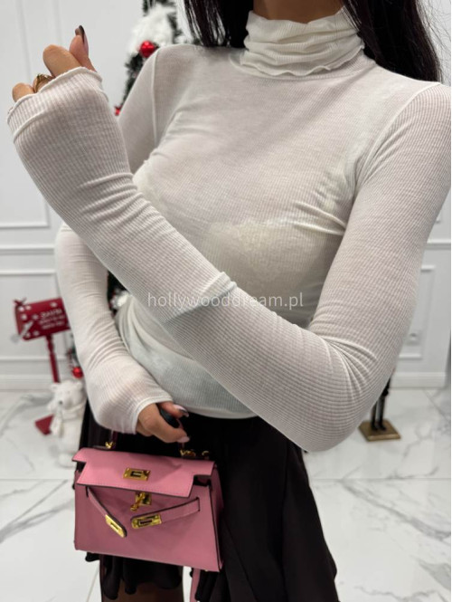 Biała bluzka golf prążkowana Melbi 52 - photo #7