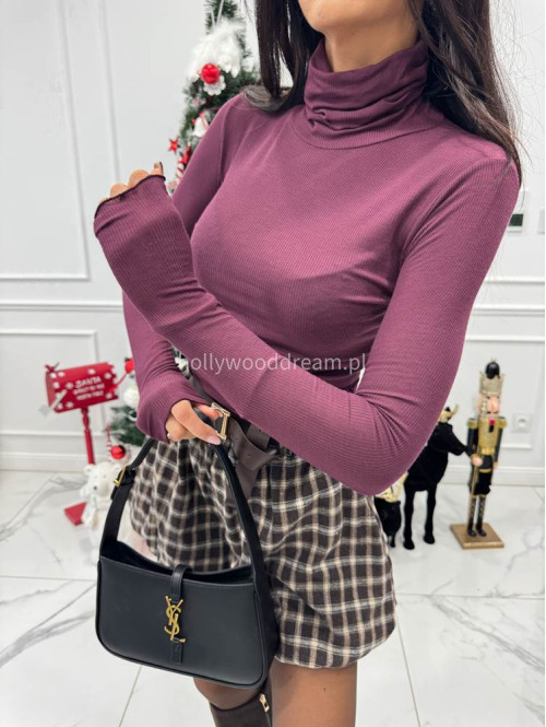 Śliwkowa bluzka golf prążkowana Melbi 52 - photo #1