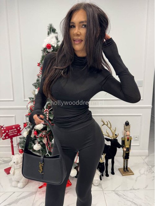 Czarna bluzka golf prążkowana Melbi 52 - photo #5