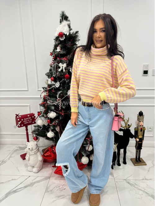 Żółto-różowy golf w paski Norman 06 - photo #1