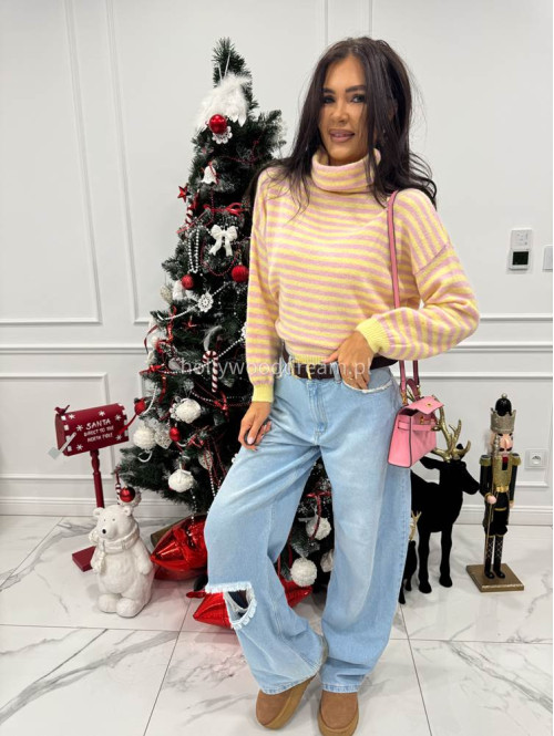 Żółto-różowy golf w paski Norman 06 - photo #2