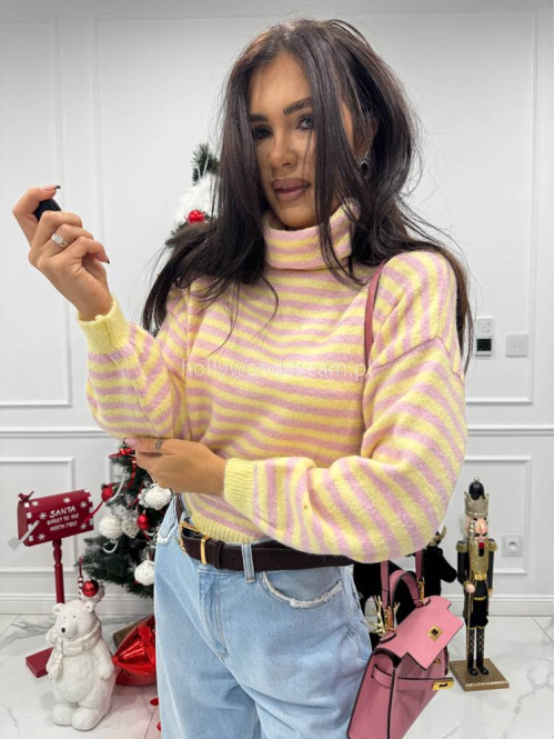 Żółto-różowy golf w paski Norman 06 - photo #4