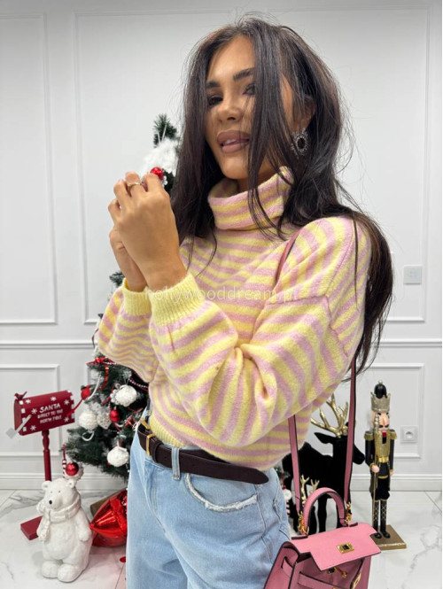 Żółto-różowy golf w paski Norman 06 - photo #5