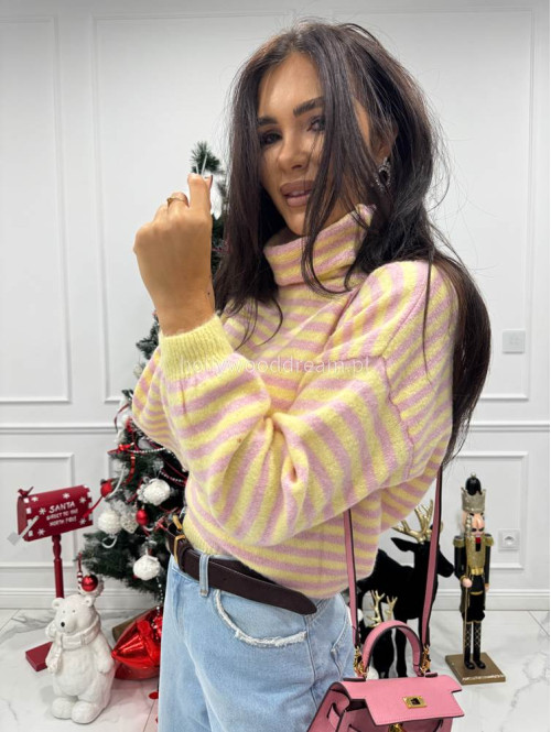 Żółto-różowy golf w paski Norman 06 - photo #6