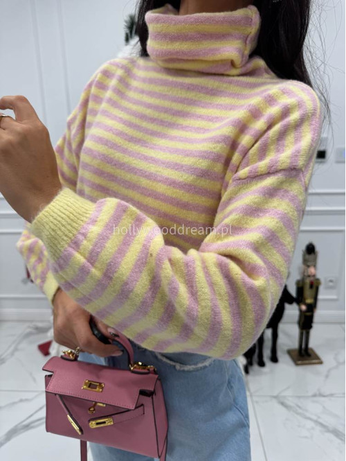 Żółto-różowy golf w paski Norman 06 - photo #7