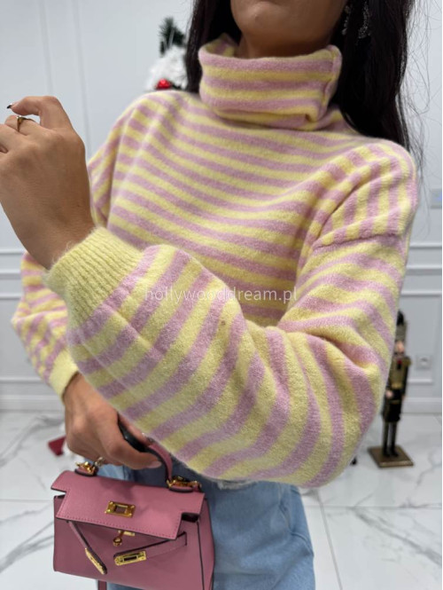 Żółto-różowy golf w paski Norman 06 - photo #8