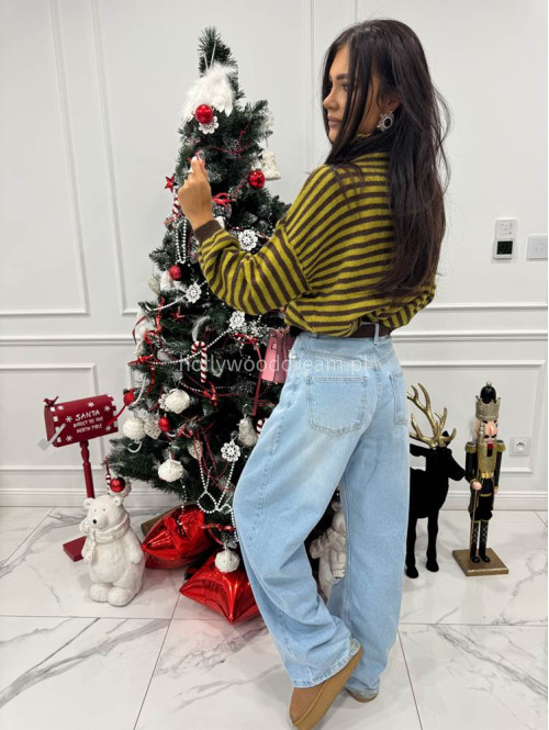 Czekoladowo-żółty golf w paski Norman 06 - photo #3