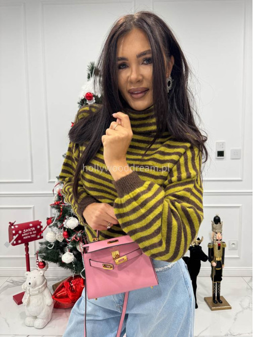 Czekoladowo-żółty golf w paski Norman 06 - photo #6