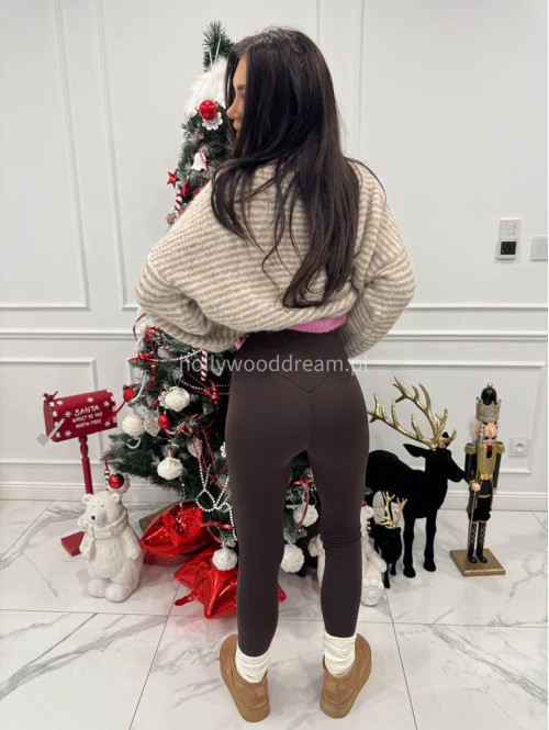 Czekoladowe legginsy z wysokim stanem Basic 173 - photo #1