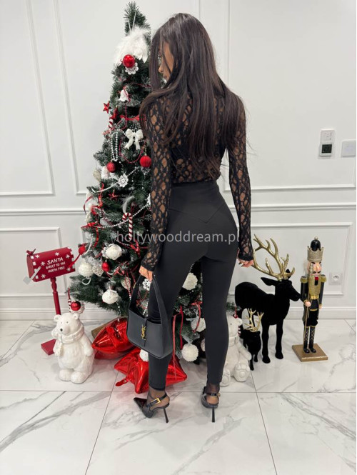 Czarne legginsy z wysokim stanem Basic 173 - photo #3