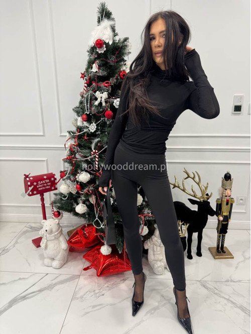 Czarne legginsy z wysokim stanem Basic 173 - photo #9