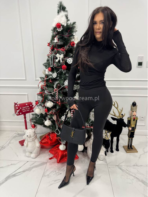 Czarne legginsy z wysokim stanem Basic 173 - photo #10