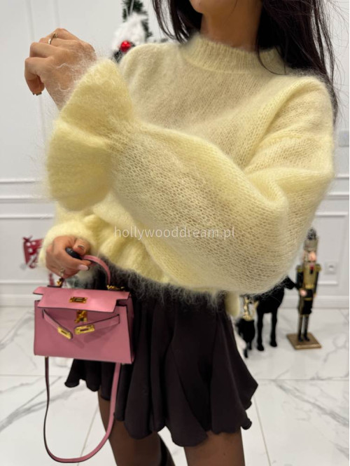 Żółty sweter z moherem i falbanką Cute 06 - photo #1